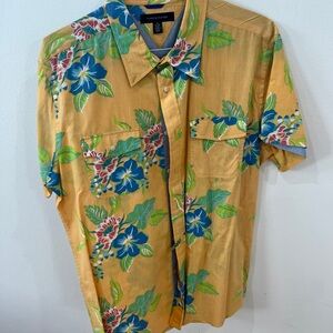 Tommy Bahama Gold and Blue Floral Men's Shirt